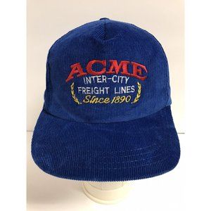 Rare ACME Inter-City Freight Lines Vintage Blue Corduroy Trucker Hat
